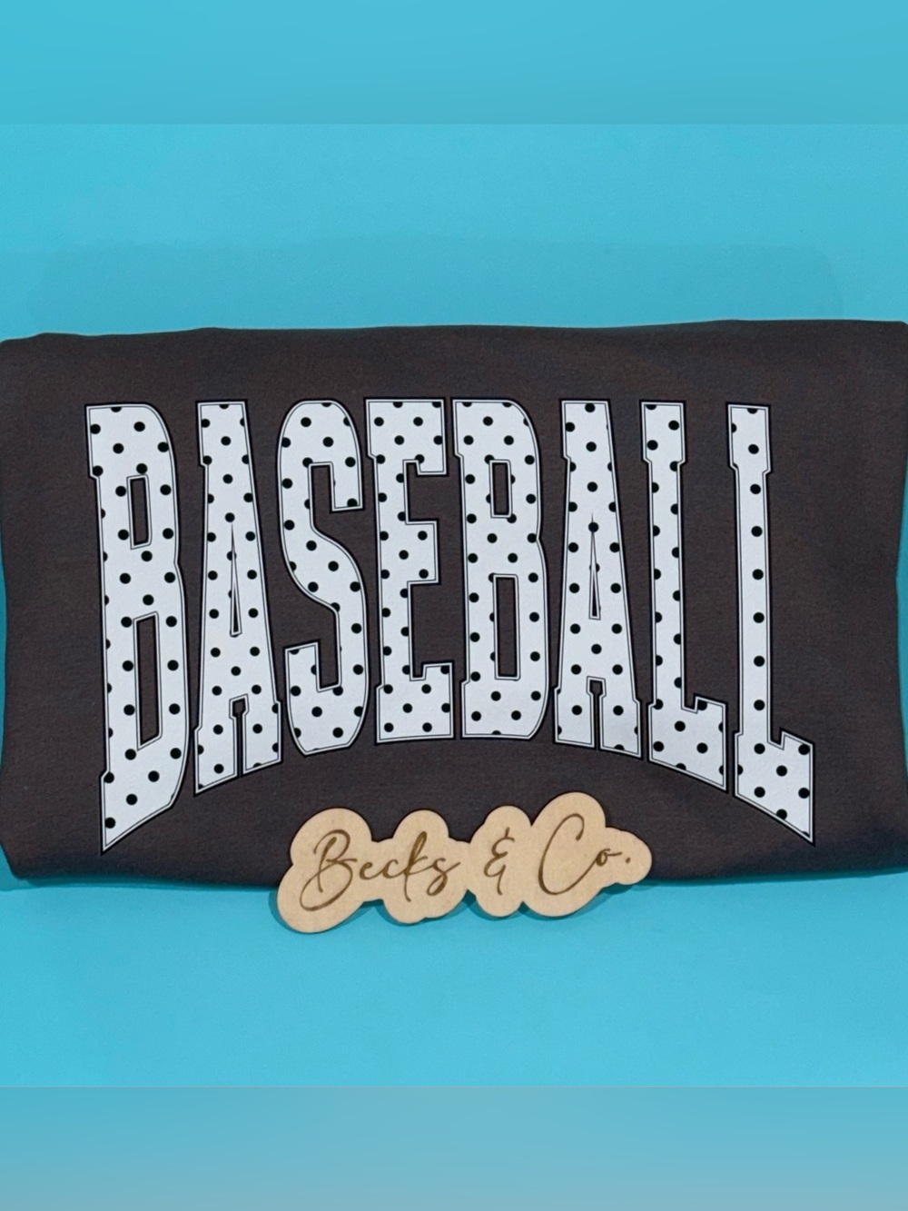 Polka Dot Baseball Graphic Tee - Black with White